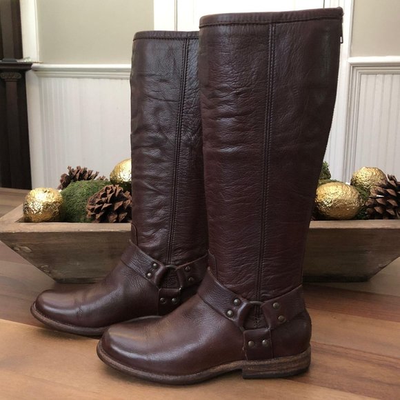 Frye Phillip Harness Tall Washed Leather Rare - Picture 7 of 16